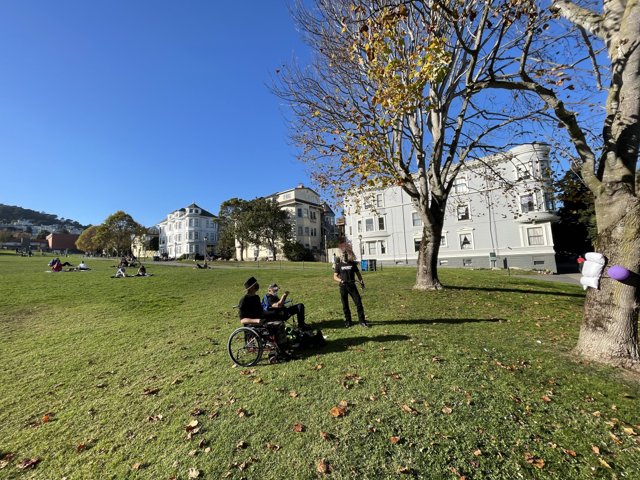 Wheelchair-bound man enjoys nature in Duboce Park