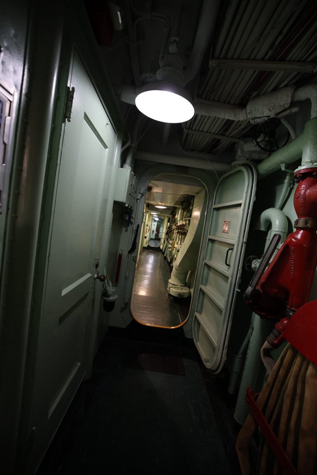 Narrow Corridor Aboard Historic Naval Vessel USS Hornet