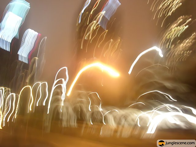 Blurred City Lights with Flares