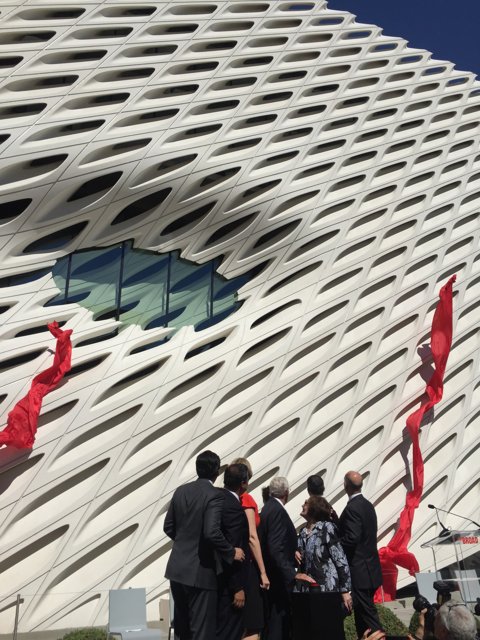 Red Flags in Front of The Broad Office Building