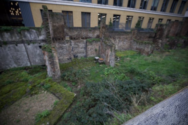 Ancient Roman Ruins Adjacent to Modern London Architecture