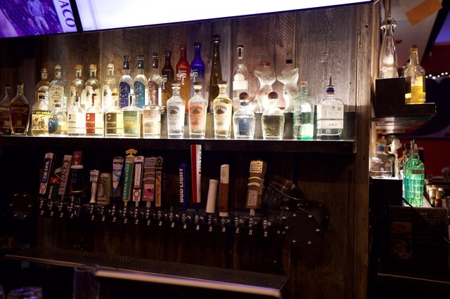 Backlit Spirits Display at Santa Fe Bar