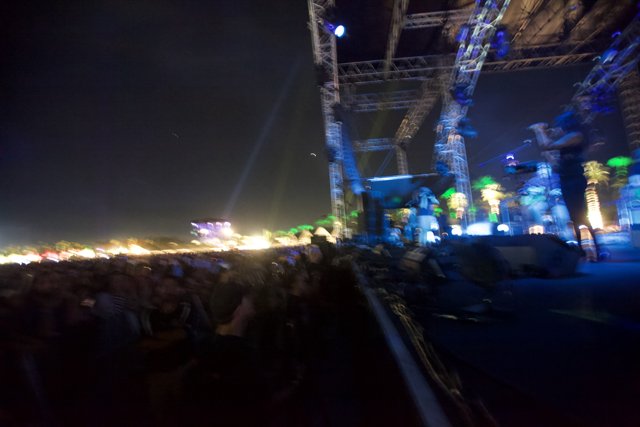 Night Sky Flares at Coachella Rock Concert
