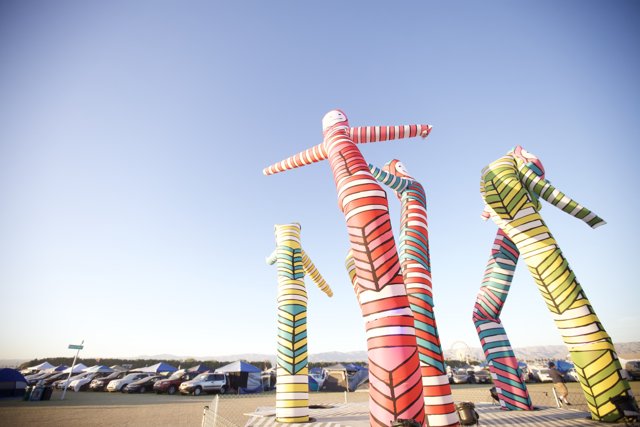 Colorful Sculptures in a Serene Field
