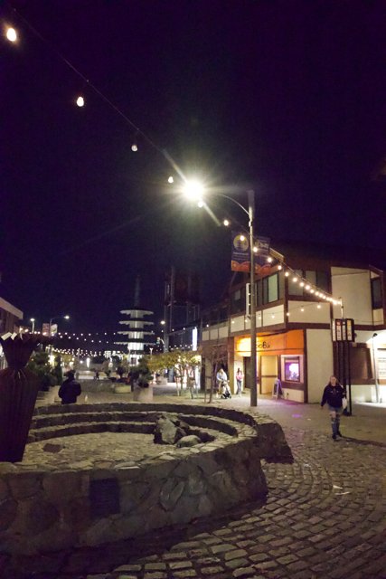 Night-time Enchantment on a Cobblestone Street in Japan Town