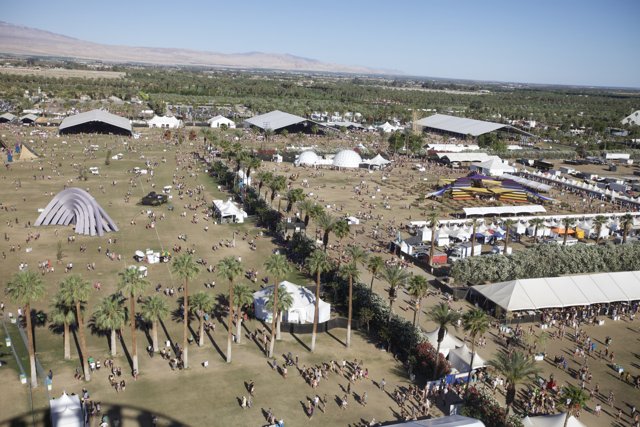 Aerial View of Massive Crowd at Coachella Festival
