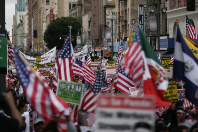 United in Diversity: American and Mexican Flags at a Student Protest