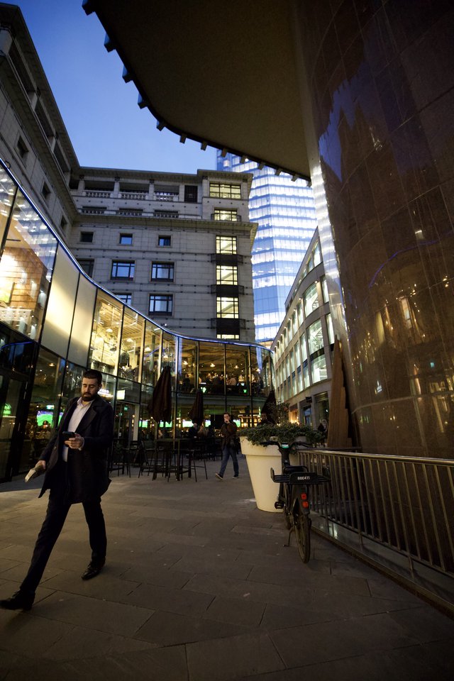 Modern Urban Courtyard at Twilight in London