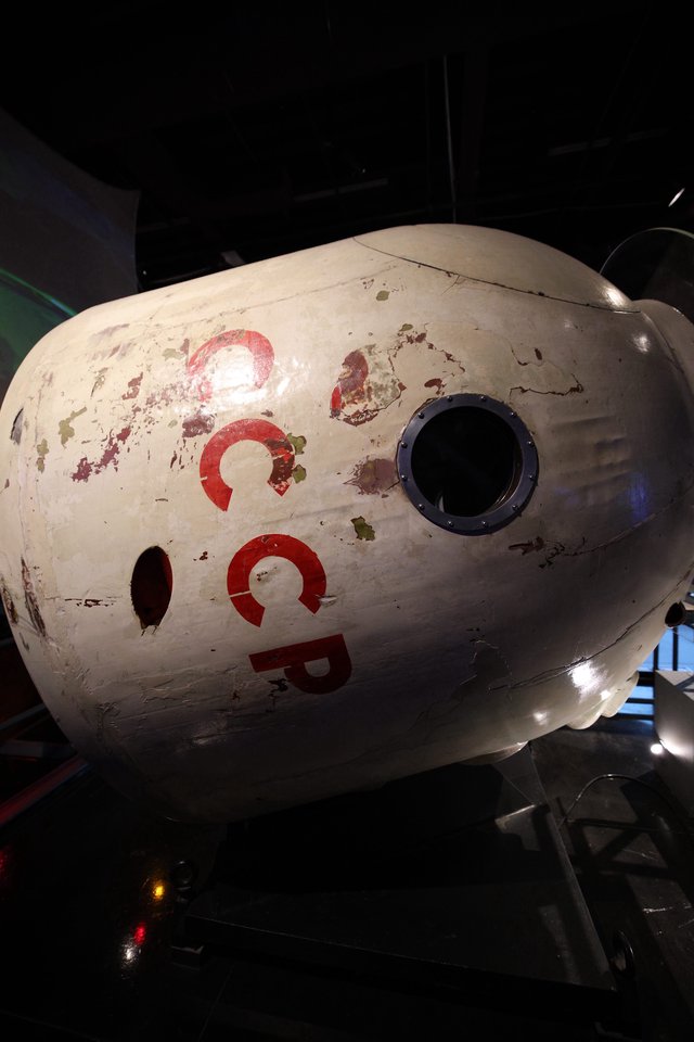 Weathered Soviet Soyuz Space Capsule on Display