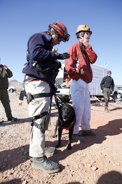 Man and Dog on a Mine Rescue Mission
