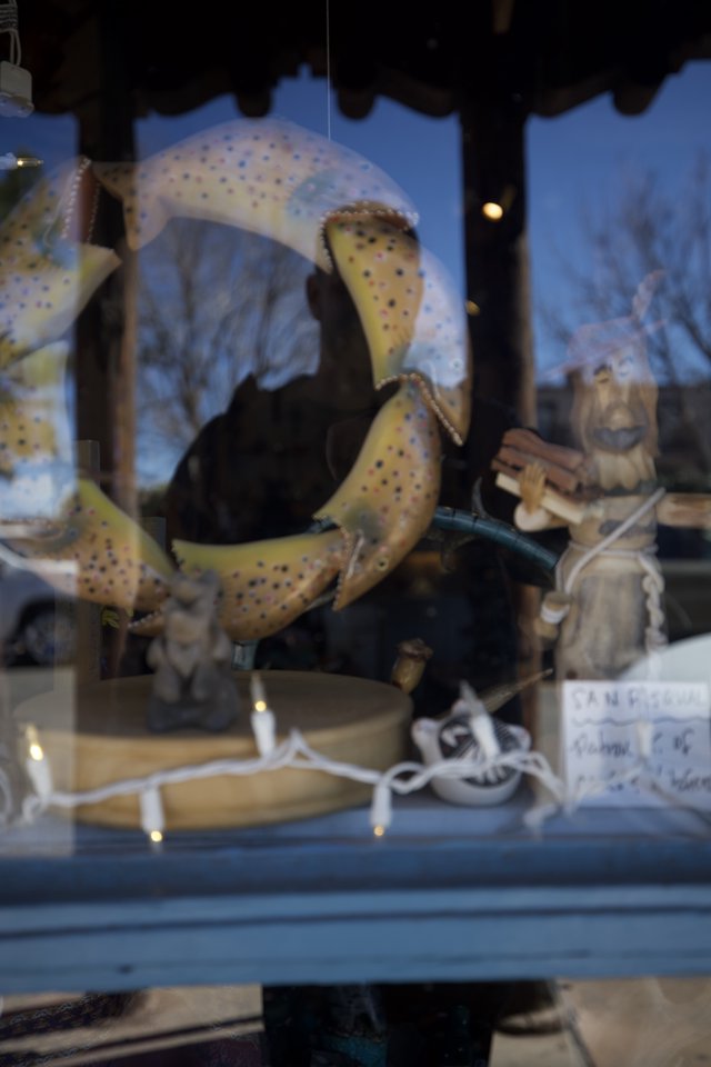 Spotted Moon Folk Art Display in Shop Window