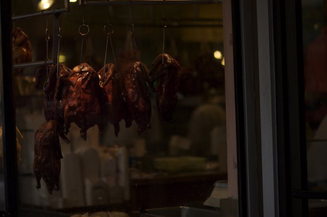 Hanging Meat in a Butcher Shop