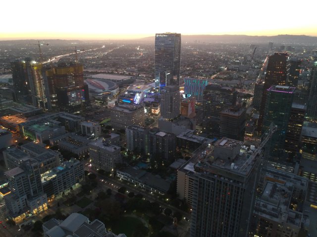 Aerial View of Los Angeles at Dusk