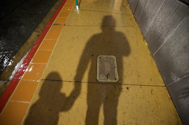Shadow Self-Portrait in Urban Underground Station