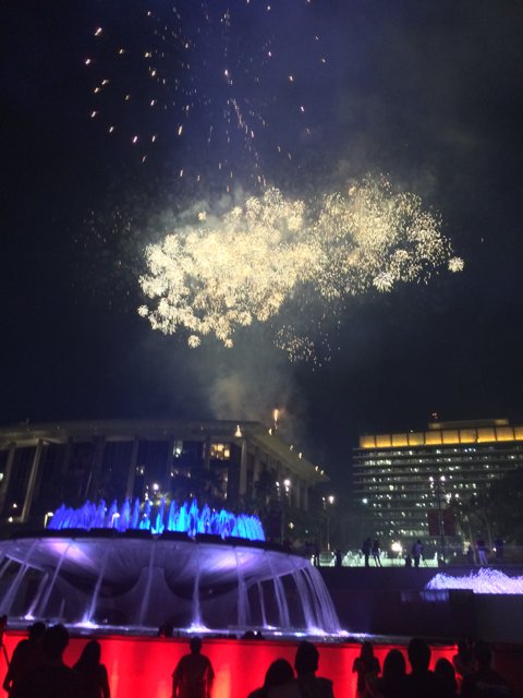 Fireworks Over Civic Center Mall Fountain