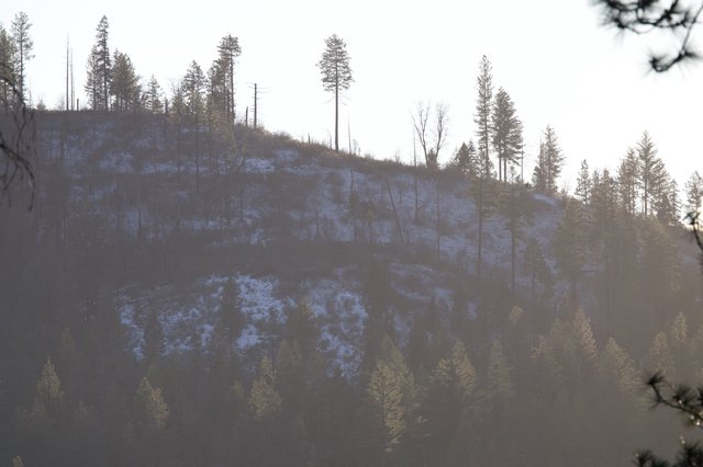 Winter Hillside with Power Lines and Sparse Snow