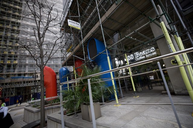 Modern Construction Site with SS Beans Coffee House Entrance