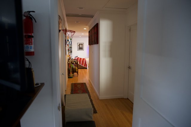 Cozy Home Hallway with Basketball Art and Holiday Decor
