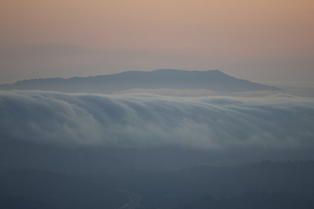 Cloud Waterfall Cascading Over Mount Tamalpais at Dusk