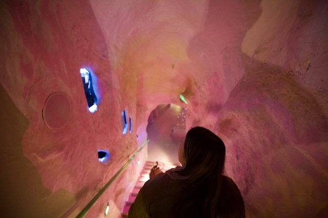 Descending into an Illuminated Cave Installation
