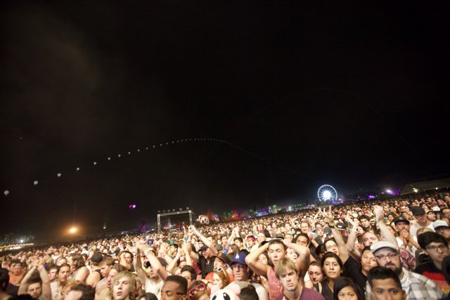Nighttime Crowd at Coachella Rock Concert