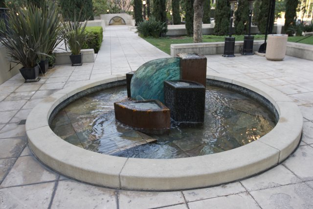 Serene Water Feature at the Heart of the Walkway