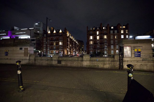 Victorian Mansion Blocks Illuminated at Night in London