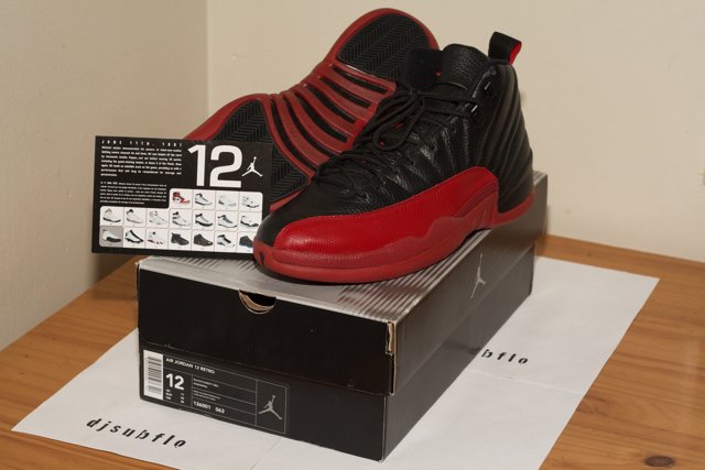 Air Jordan 12 Retro Black Red hardwood sneaker