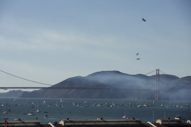 Mesmerizing View of Golden Gate Bridge during Fleet Week Air Show 2023