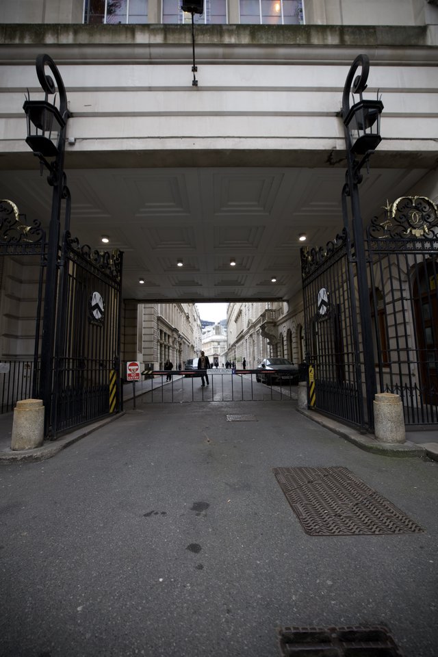 Ornate Iron Gates Leading to London Government Building