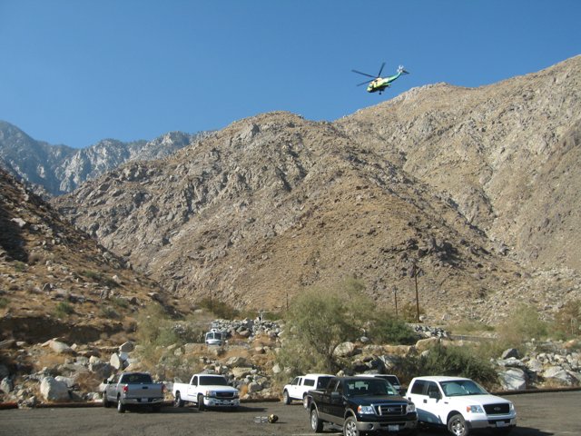 Helicopter Surveying Parking Lot
