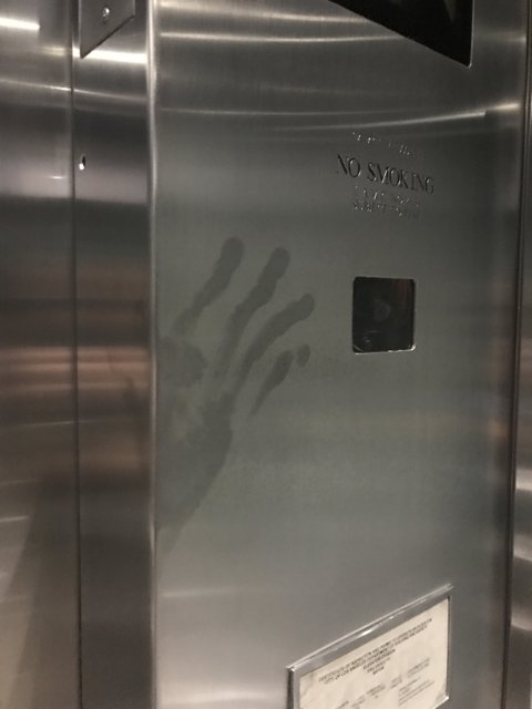 Fingerprint on a Metal Door