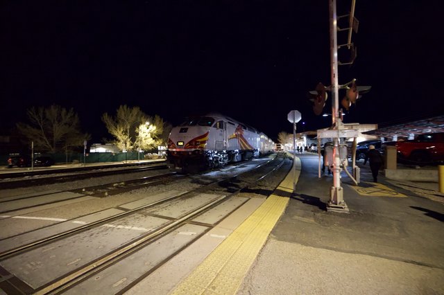 Rail Runner Express Night Arrival at Santa Fe Station