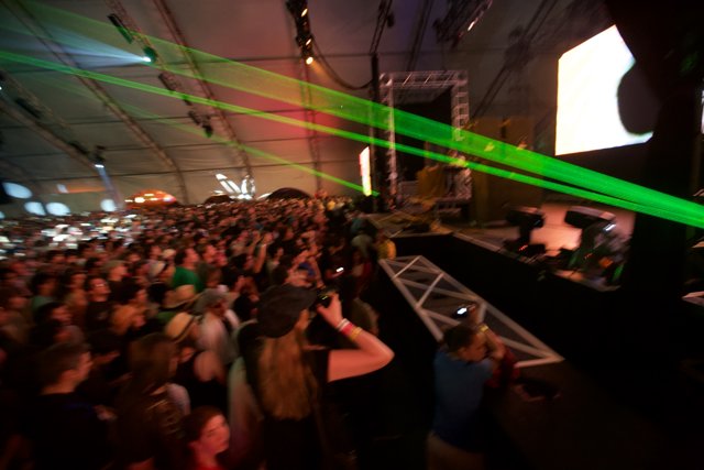 Green Laser Lights Illuminate Crowds at Coachella