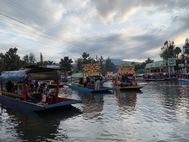 A Fleet of Boats on a Serene River