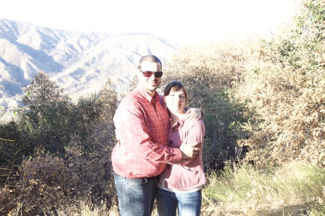 Couple Embracing on Angeles Crest Mountain Trail