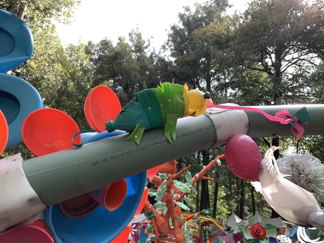 Colorful Lizard Sculpture in Outdoor Play Area