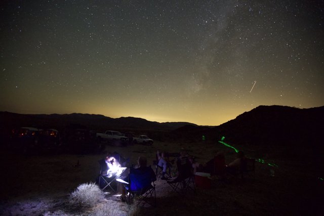 Nighttime Camping Under a Starry Sky