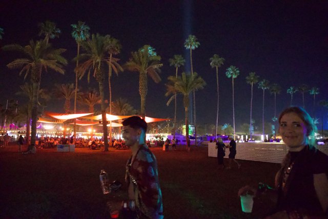 Palm Silhouettes and Festival Lights: A Night at Coachella 2024
