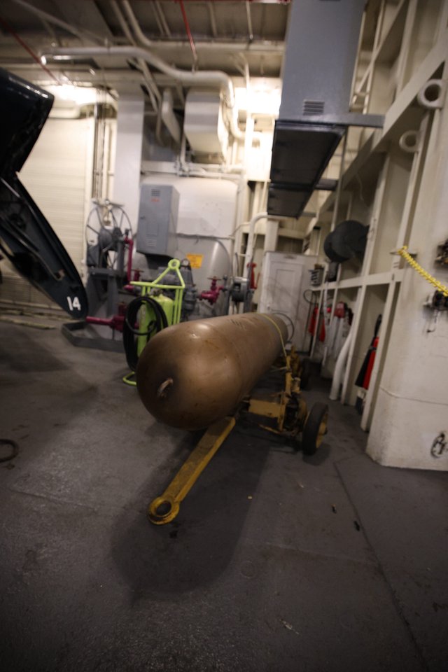 Large Bronze Pressure Tank in USS Hornet Mechanical Room