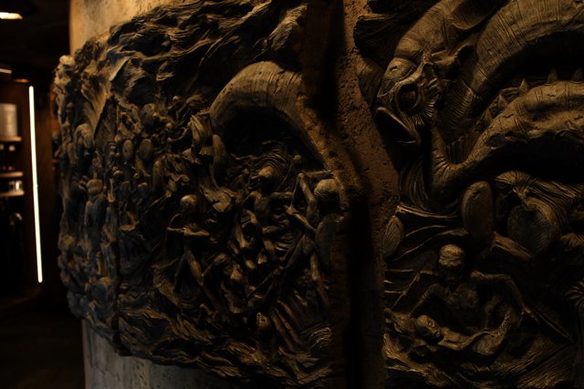 The Majestic Wood Carved Dragon Wall