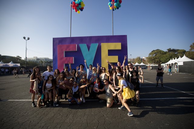 Group Photo in Front of FYF Fest Sign