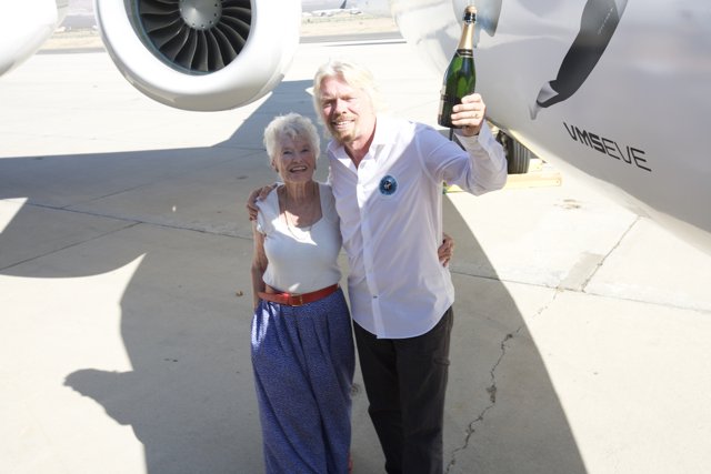 Richard Branson and Companion at White Knight Two Airfield