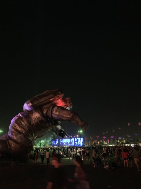Giant Inflatable Bear Sculpture Lights Up the Night at Concert