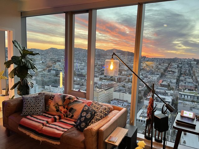 Cityscape From a Cozy Living Room