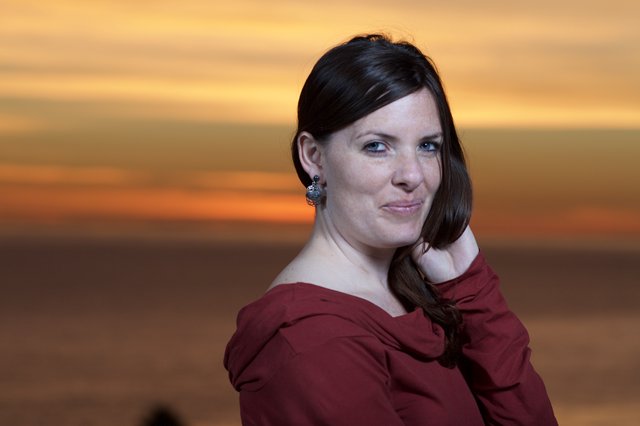 Woman in Red at Golden Hour Sunset