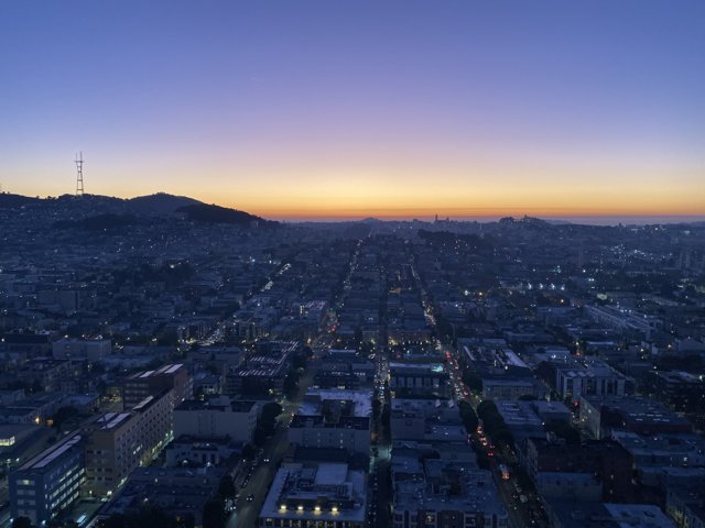 Golden Sunset Over the San Francisco Urban Skyline