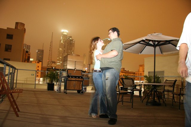 Rooftop Romance Under an Amber Los Angeles Sky