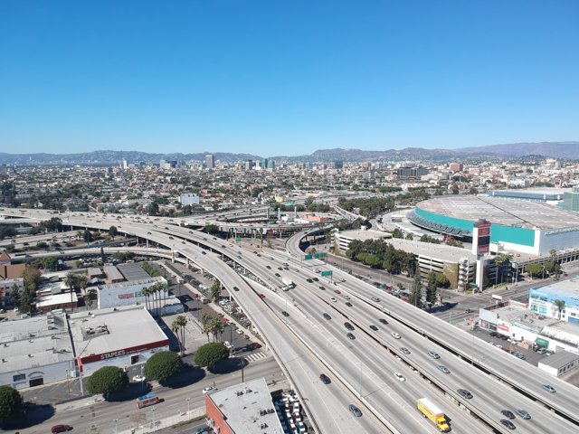 Urban Freeway Aerial View