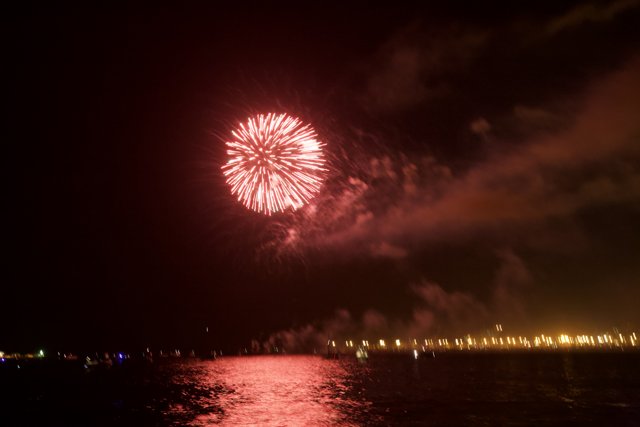 Spectacular Fireworks Display over the Water